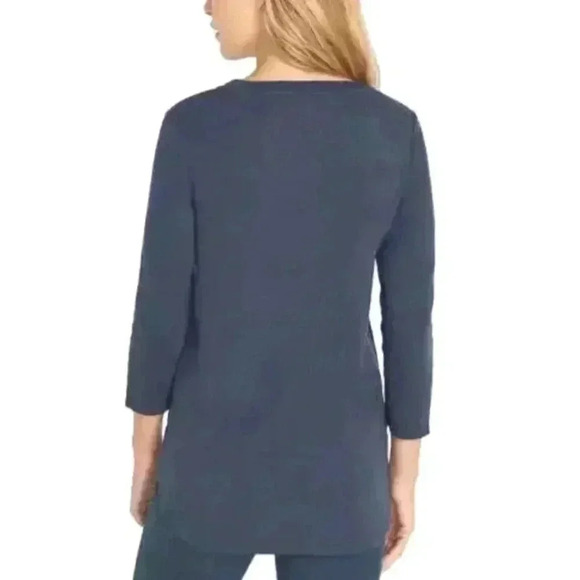 NWT Kirkland Signature 3/4 Sleeved T-shirt Blue Slub Knit Tee Ladies Medium - Picture 3 of 13